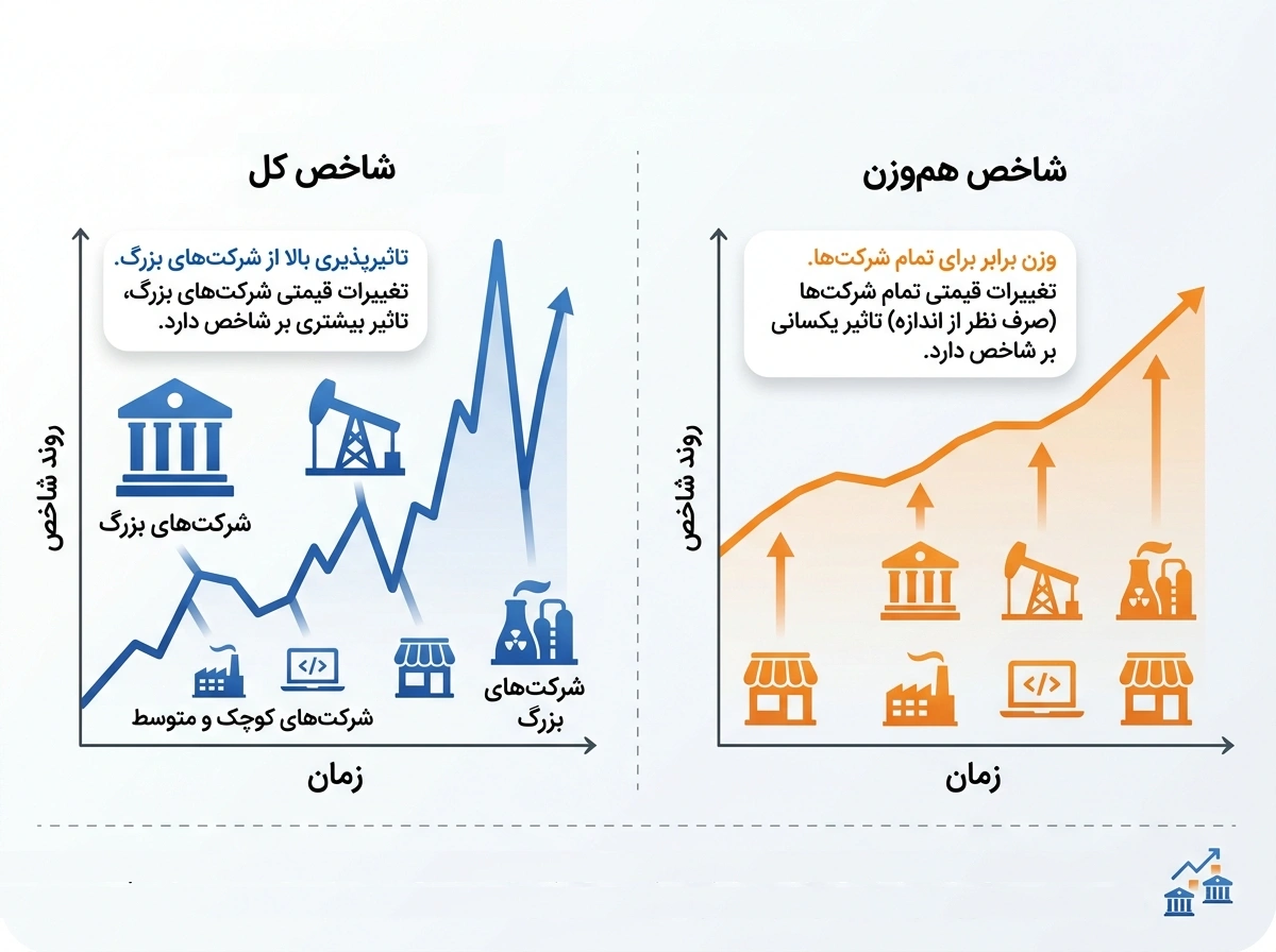 شاخص کل - شاخص هم‌وزن