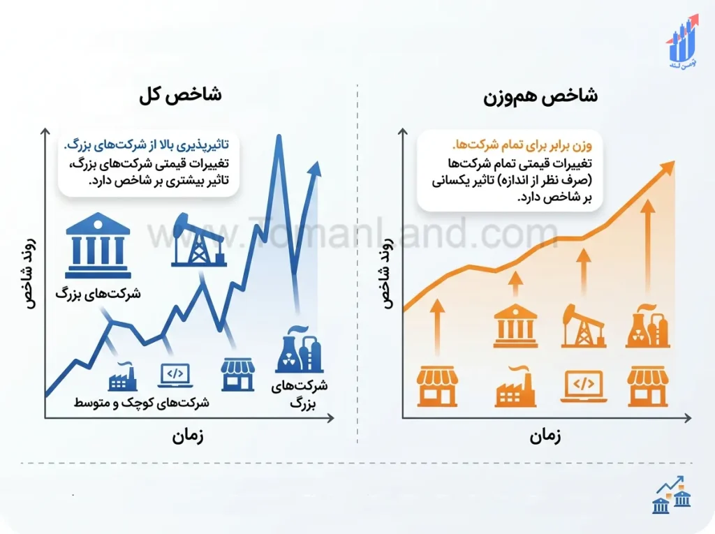 تفاوت شاخص کل و هم وزن